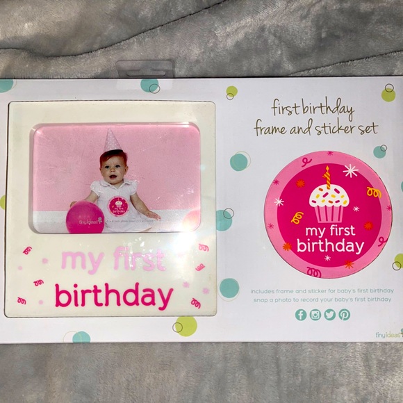 Brand new in box, pink first birthday frame & sticker set - Picture 1 of 2